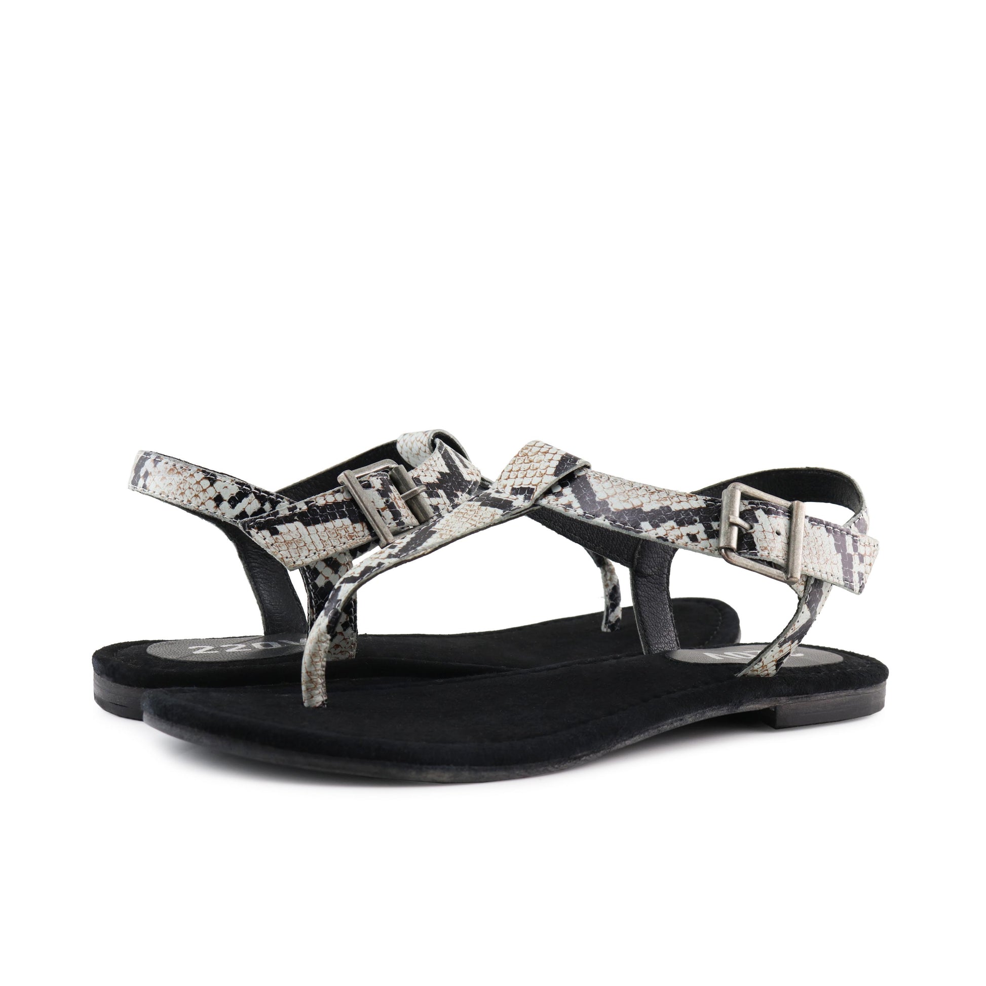 Sandalia plana negro/blanco con hebilla VENUS de 220V - VENUS-291-2.jpg