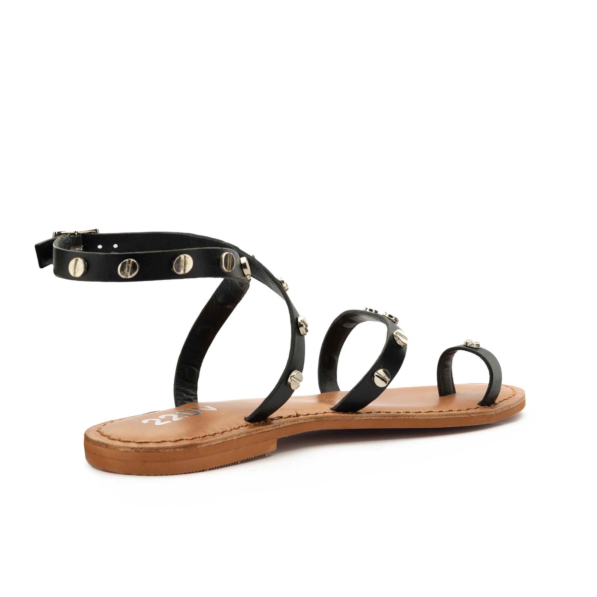 Sandalia plana negro con hebilla MILBA de 220V - MILBA-20-3.jpg