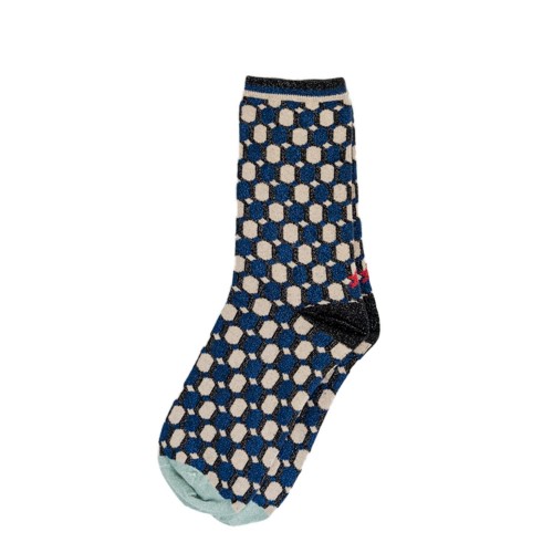 Calcetín corto azul con hexágonos de Hop Socks