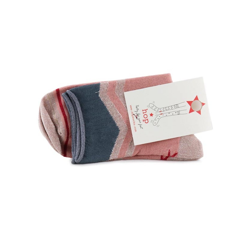 Calcetín corto rosa con triángulo gris Hop Socks 