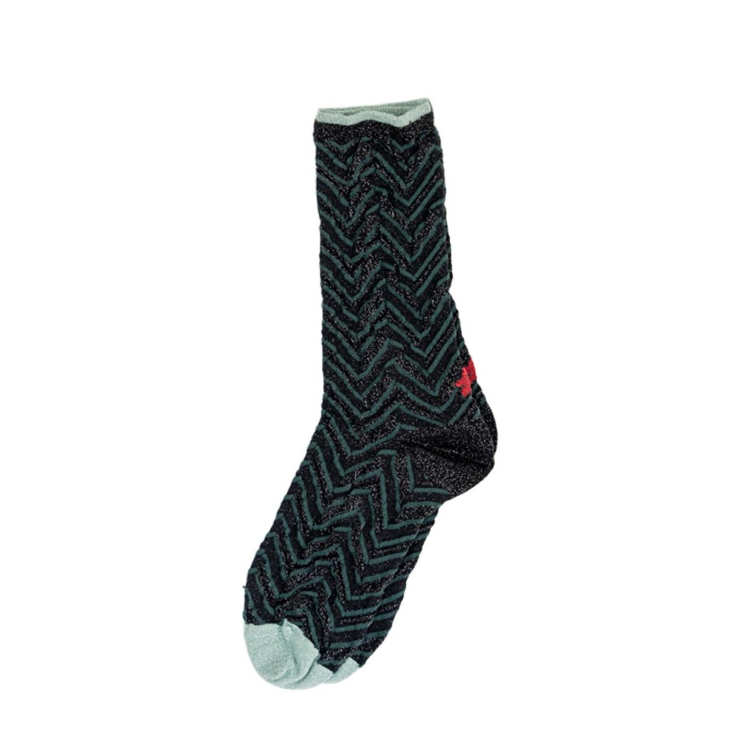 Calcetín corto verde con zigzag Hop Socks