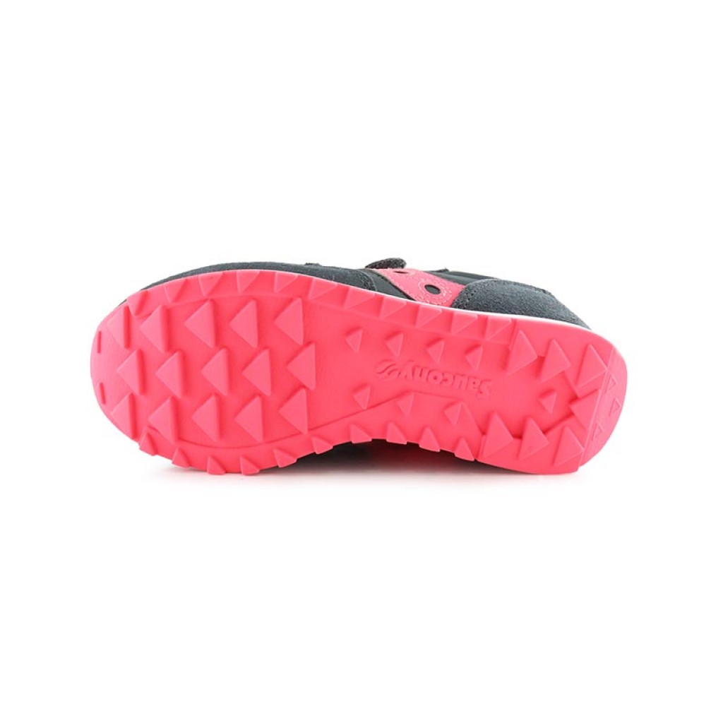 Zapatilla deportiva gris con velcro y logo rosa Saucony Jazz