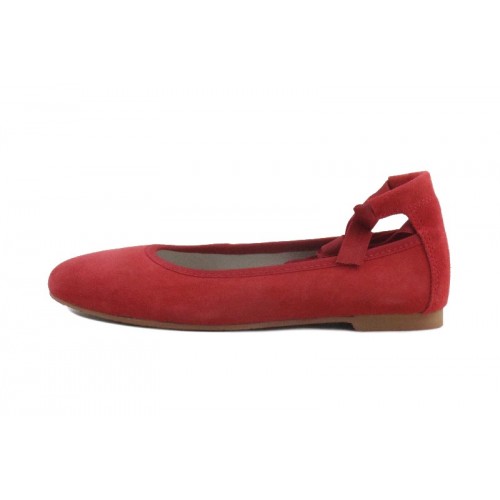 Bailarina ante rojo con cintas elásticas al tobillo Jeromin