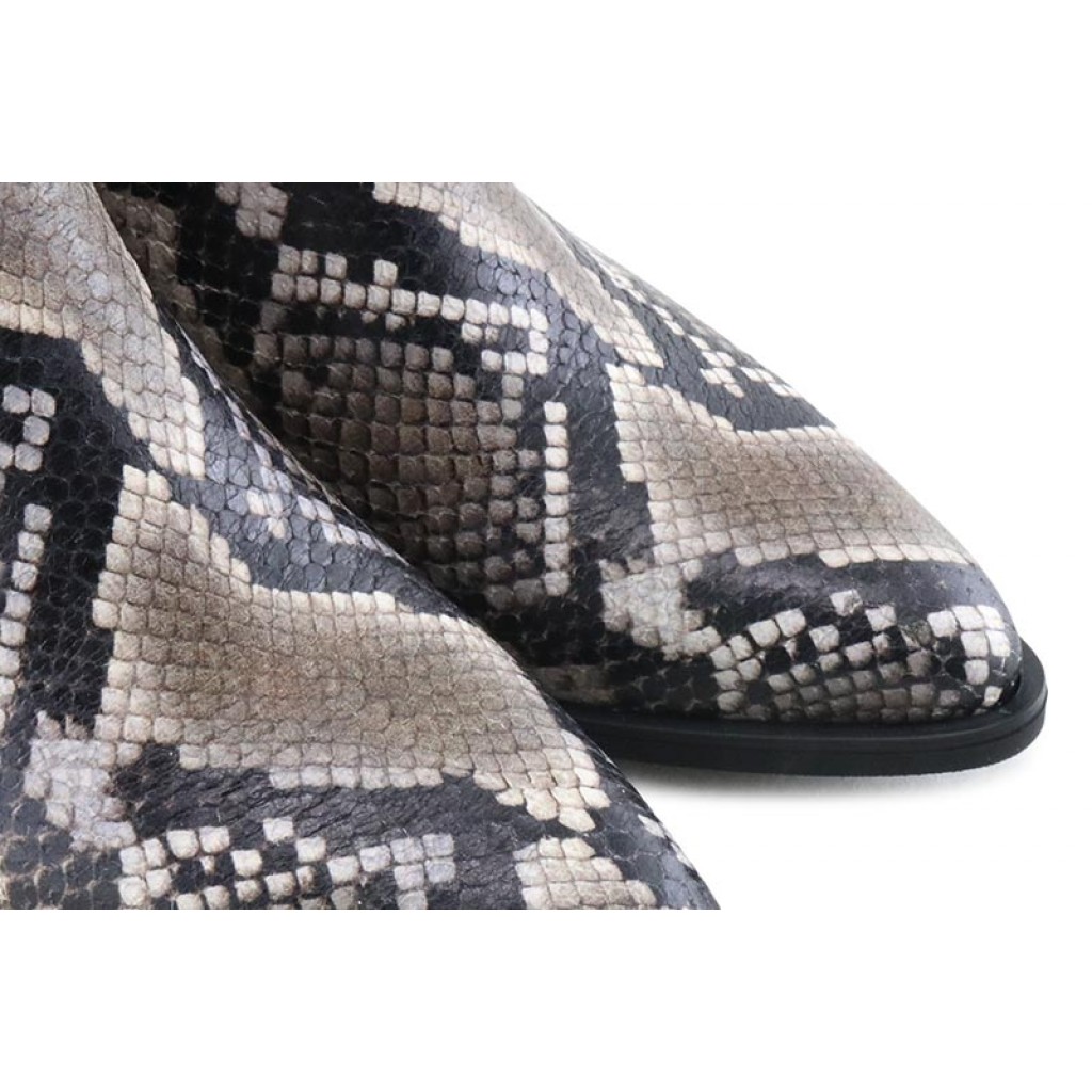 Botín de serpiente con tacón negro/gris Alpe