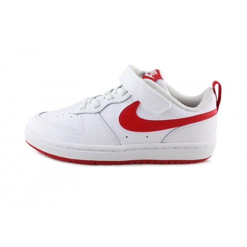 Deportiva en piel blanca y rojo con velcro y cordón elástico Nike Borough