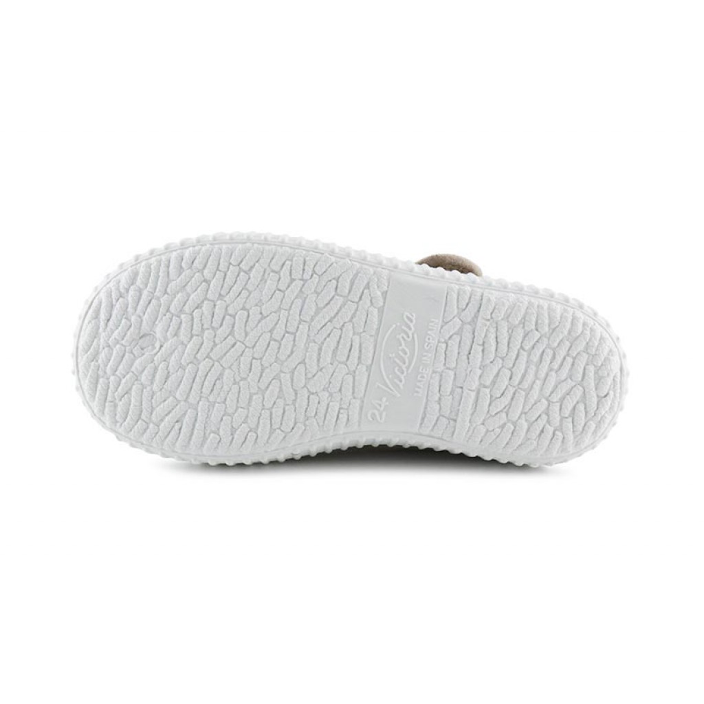 Sandalia de lona beige lavado con velcro Victoria