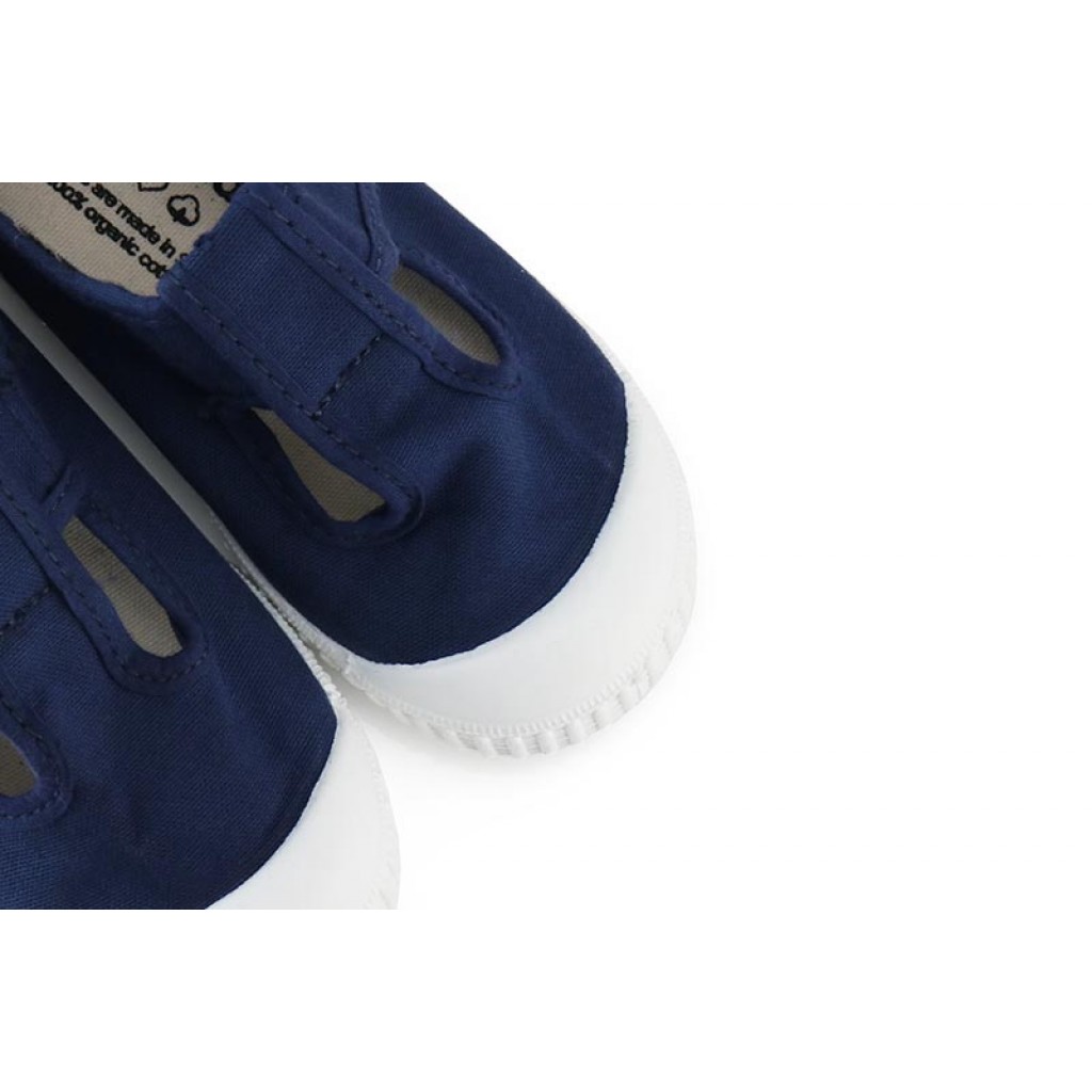 Sandalia de lona azul lavado con velcro Victoria