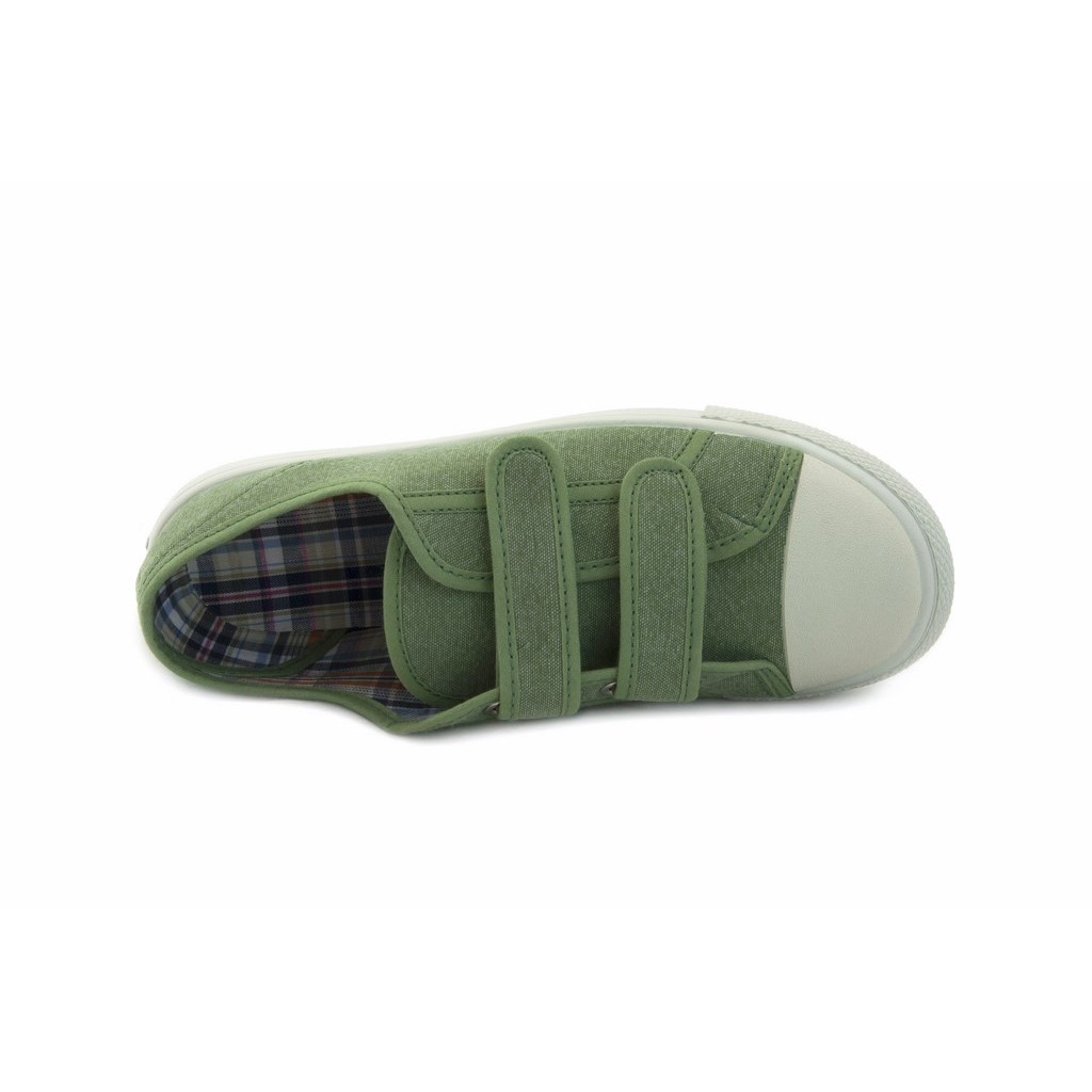 Zapatilla de lona verde con velcro Vul-Ladi