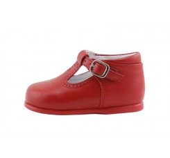 Sandalia bota piel rojo con hebilla Jeromin