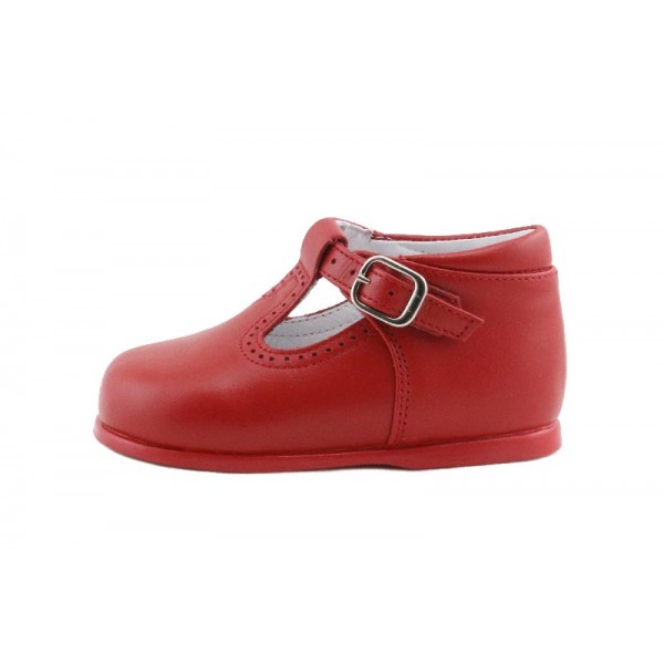 Sandalia bota piel rojo con hebilla Jeromin