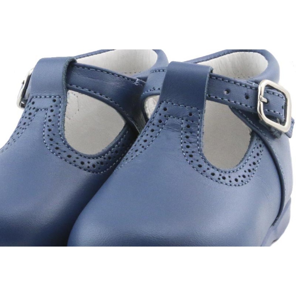 Sandalia bota piel azulón con hebilla Jeromin