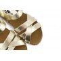 Sandalia piel dorada con tres tiras cruzadas y hebilla Pepa & Cris