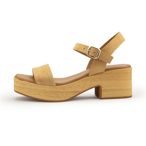 Sandalia nobuk cuero con tacón de madera S124705 de Pepa&Cris