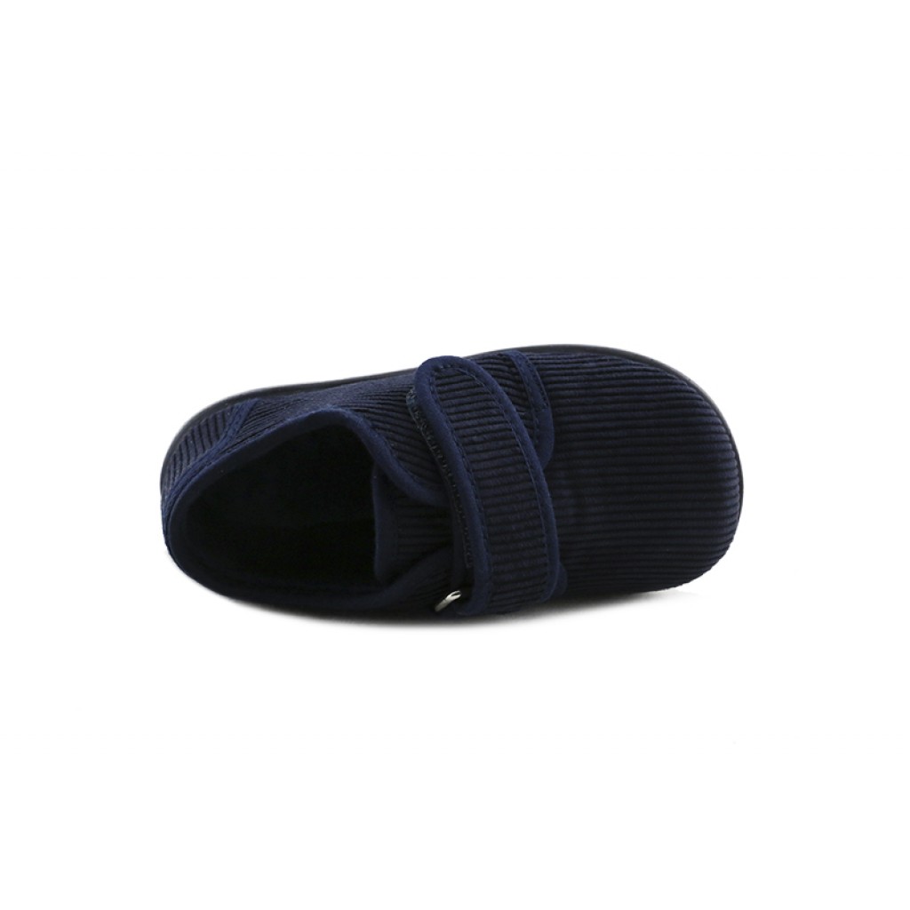 Zapatilla de pana azul con velcro Vul-Ladi