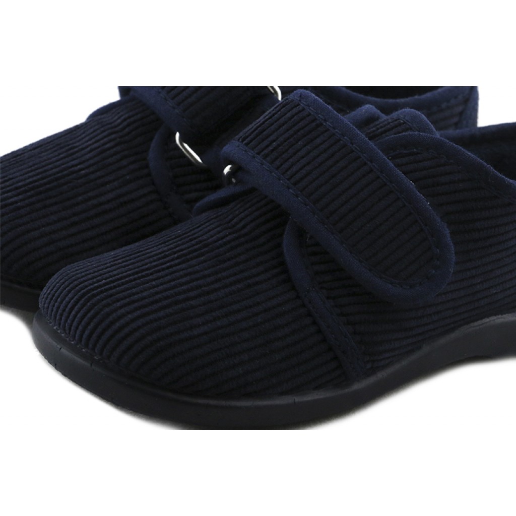 Zapatilla de pana azul con velcro Vul-Ladi