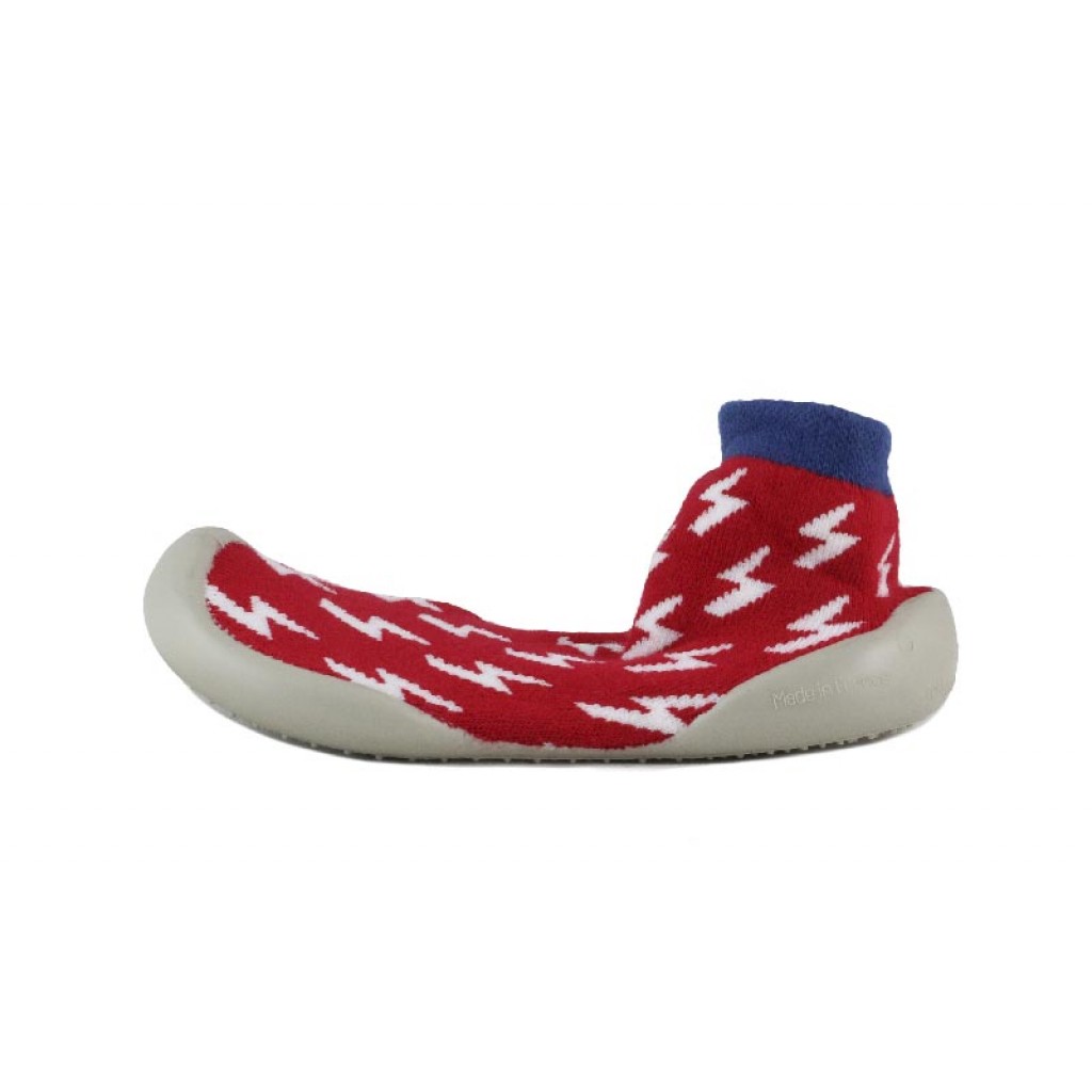 Zapatilla para casa calcetín rojo con rayos Collegien