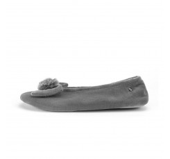 Zapatilla terciopelo gris con pompón 97206 Isotoner