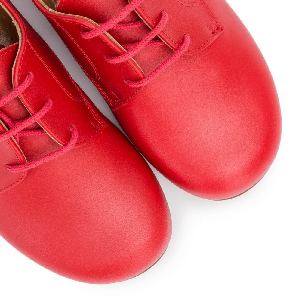 Zapato ingles en piel rojo y suela de goma 141 Jeromín