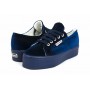 Zapato terciopelo azul con plataforma Superga