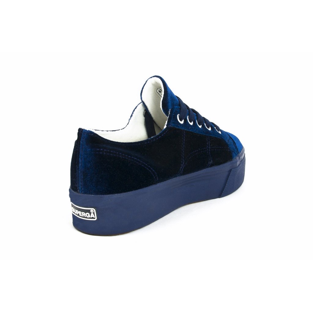 Zapato terciopelo azul con plataforma Superga