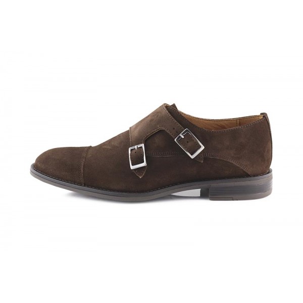 Zapato serraje marrón con costura y doble hebilla Ric.Bel 5075 
