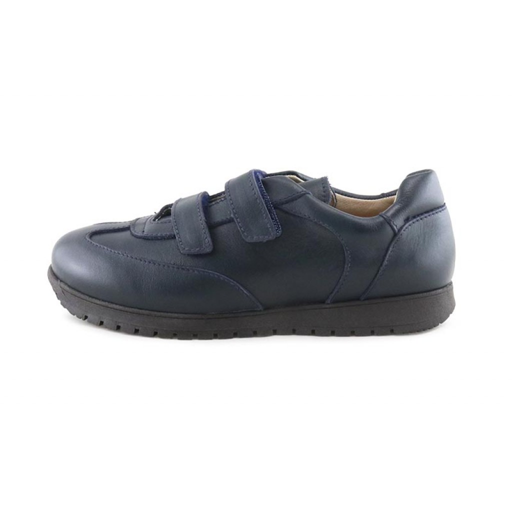Zapato deportivo piel azul con velcro Jeromín